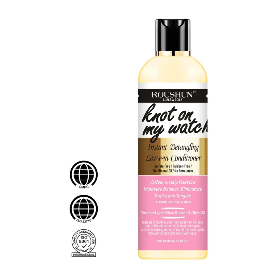ROUSHUN Knot on My Watch Instant Detangling Leave in Conditioner for Curly Hair 435ml white background product image for OEM/ODM private label hair