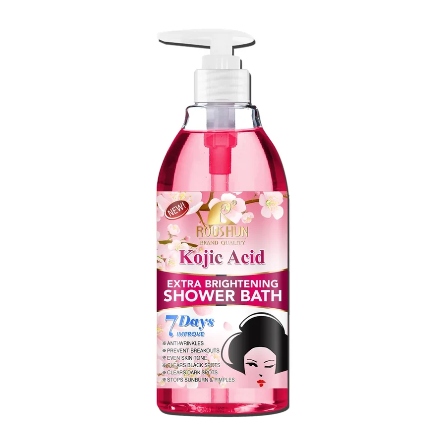 ROUSHUN Kojic Acid Bath Deep Cleansing Gel 1300ml white background product image for OEM/ODM private label personal care manufacturing