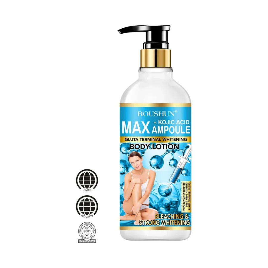 ROUSHUN Kojic Acid Max Ampoule Body Lotion 500ml white background product image for OEM/ODM private label body lotion manufacturing