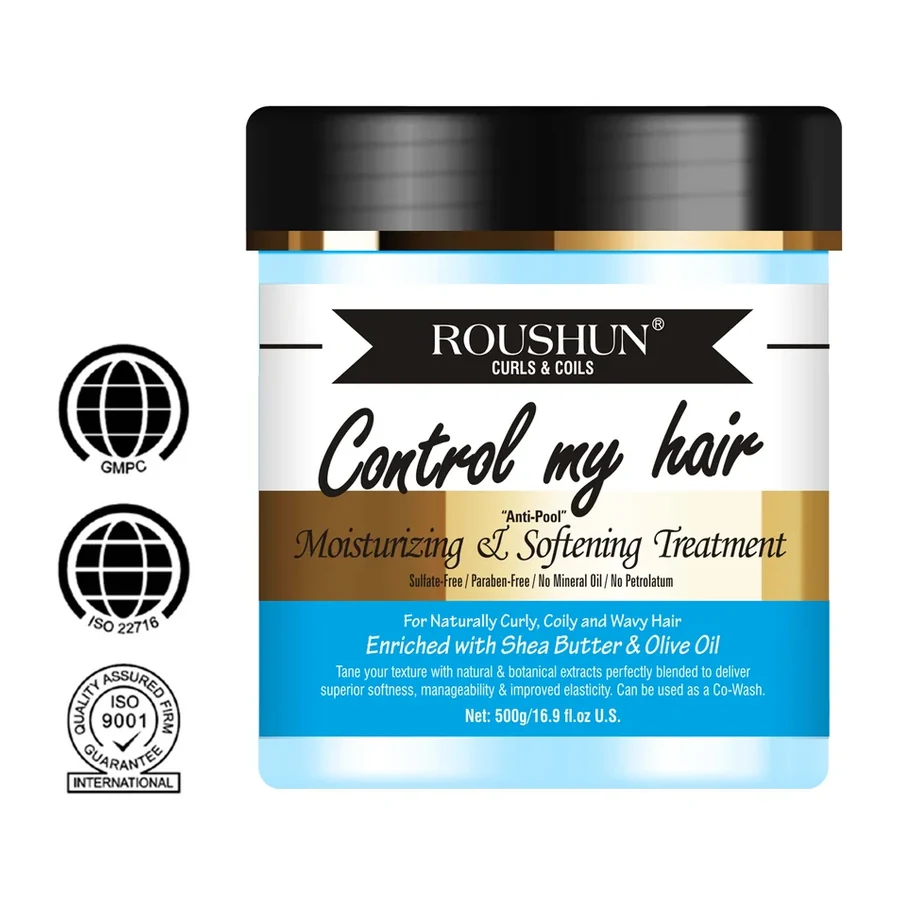 ROUSHUN Moisturizing & Softening Anti Poof Care for Curly Hair 500g white background product image for OEM/ODM private label hair care manufacturing