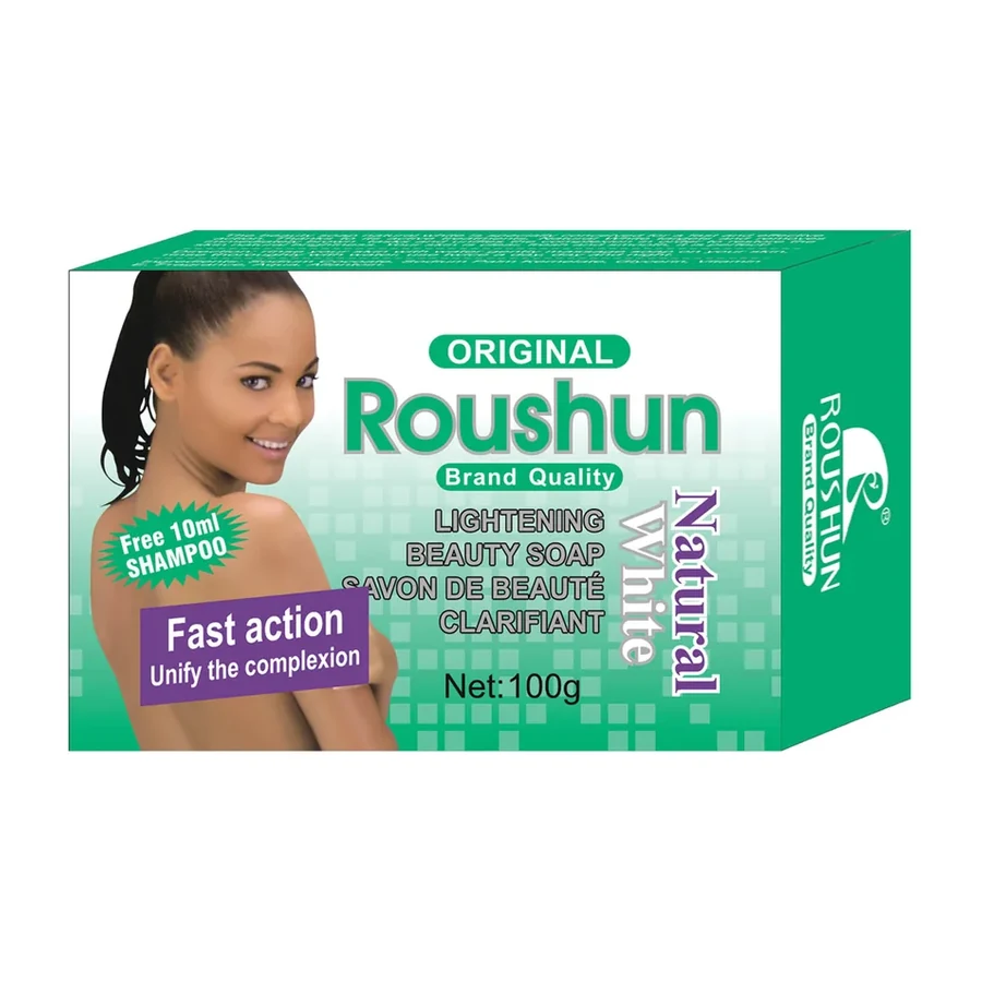 ROUSHUN Natural brightening Brightening Beauty Soap 100g Fast Action Complexion Unifying Formula with Free Shampoo white background product image