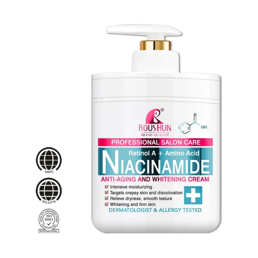 ROUSHUN Niacinamide Age Support & Brightening Cream Body Lotion white background product image for OEM/ODM private label body lotion manufacturing