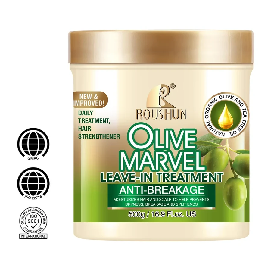 ROUSHUN Olive Marvel Leave In Hair Care, Anti Breakage & Moisturizing 500g white background product image for OEM/ODM private label hair care