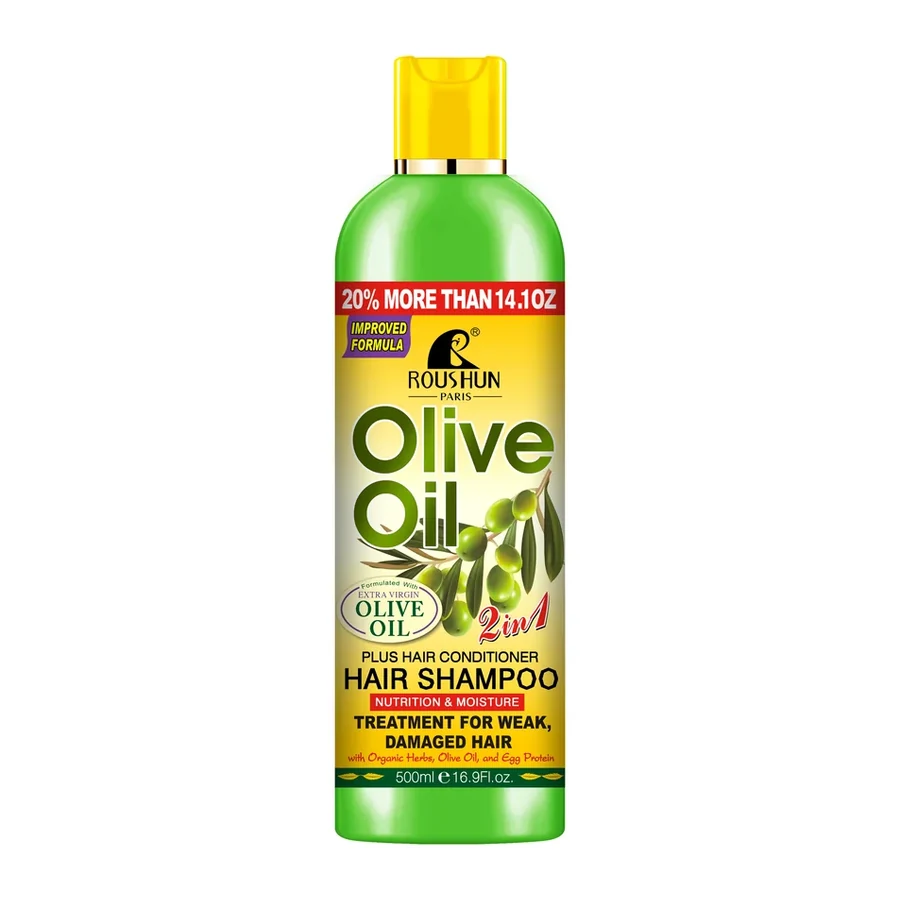 ROUSHUN Olive Oil 2 in 1 Hair Shampoo & Conditioner 500ml white background product image for OEM/ODM private label shampoo manufacturing