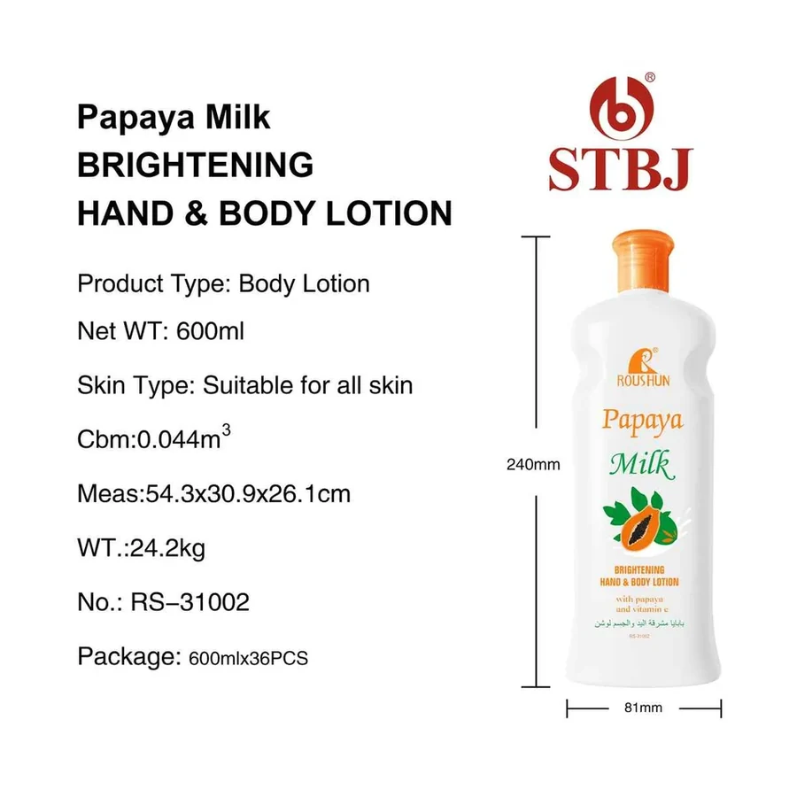 ROUSHUN Papaya Milk Body Lotion Body Lotion model RS-31002 product image for OEM/ODM private label body lotion manufacturing