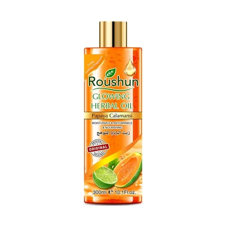 ROUSHUN Papaya Calamansi Glowing Herbal Body Oil 300 ml OEM/ODM Rs-30959 product image for OEM/ODM private label body oil manufacturing