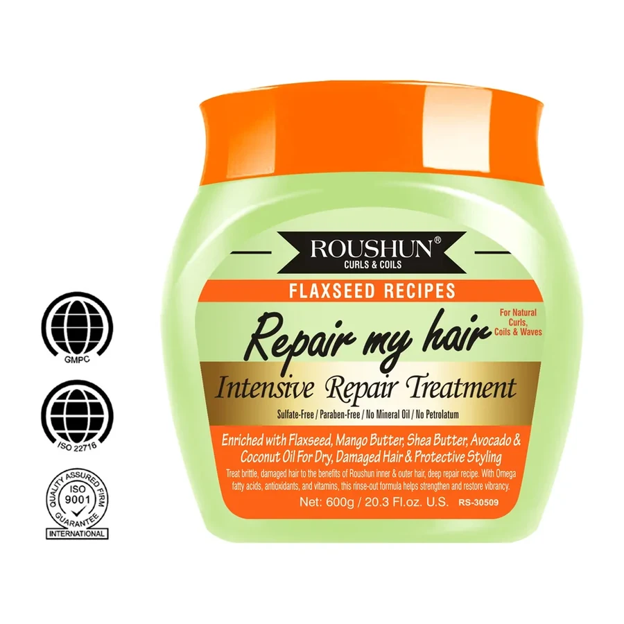 ROUSHUN Repair My Hair Intensive Repair Flaxseed Hair Care 600ml white background product image for OEM/ODM private label hair care manufacturing