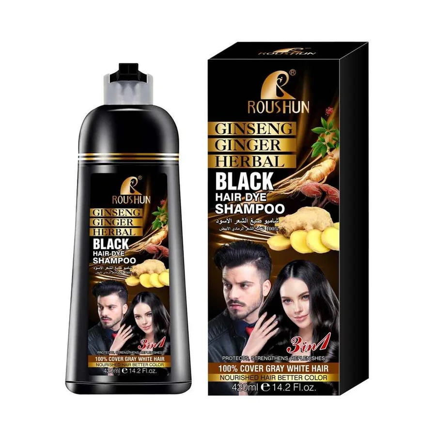 ROUSHUN Black Hair Shampoo model RS-30738 product image for OEM/ODM private label shampoo manufacturing