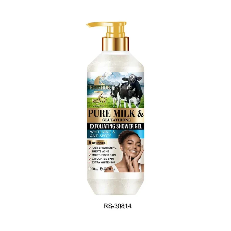 ROUSHUN Shower Gel Pure Milk Exfoliating Shower Gel model RS-30814 product image for OEM/ODM private label shower gel manufacturing