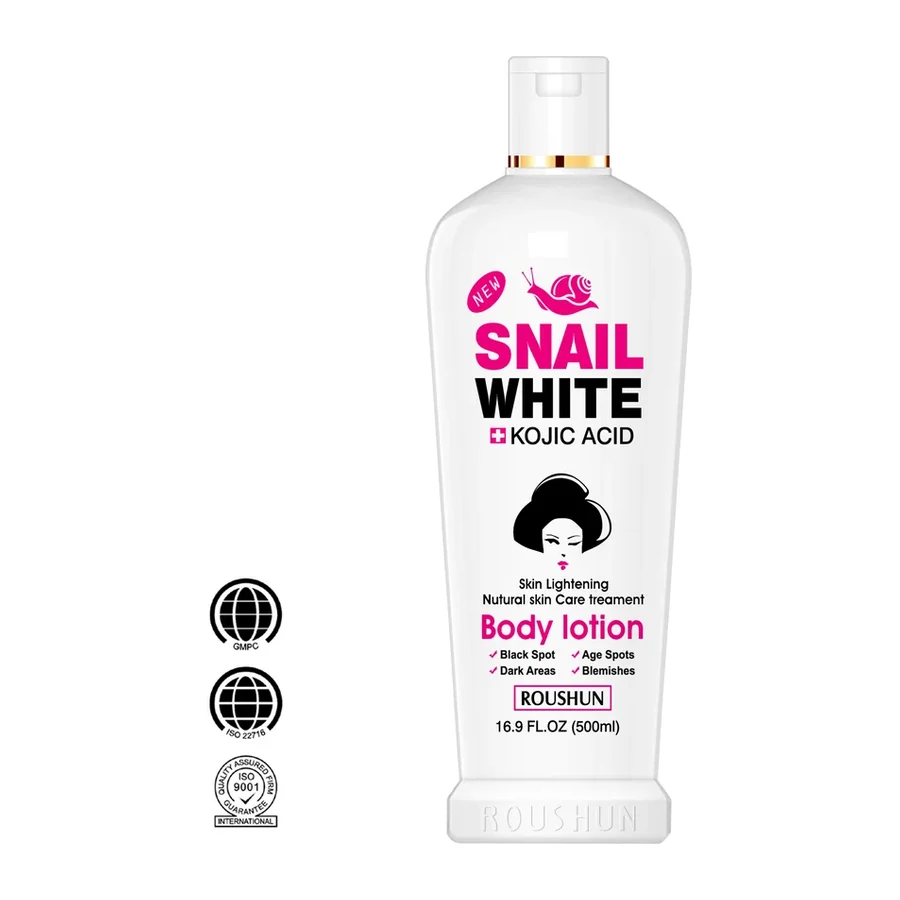 ROUSHUN Snail brightening + Kojic Acid Body Lotion, Skin Brightening 500ml white background product image for OEM/ODM private label body lotion