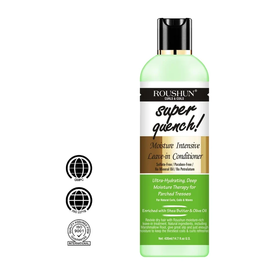 ROUSHUN Super Quench Leave in Conditioner for Dry Curly Coily Hair 435ml white background product image for OEM/ODM private label hair conditioner