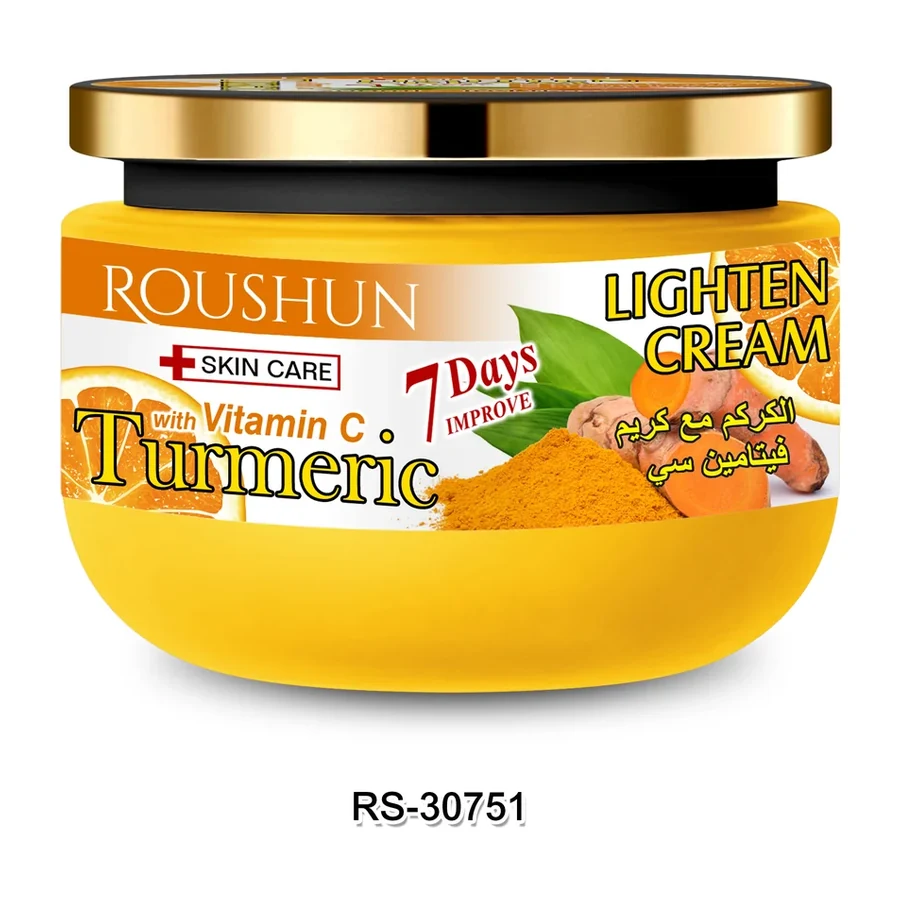 ROUSHUN Turmeric & Vitamin C Lighten Cream 248ml white background product image for OEM/ODM private label body cream manufacturing