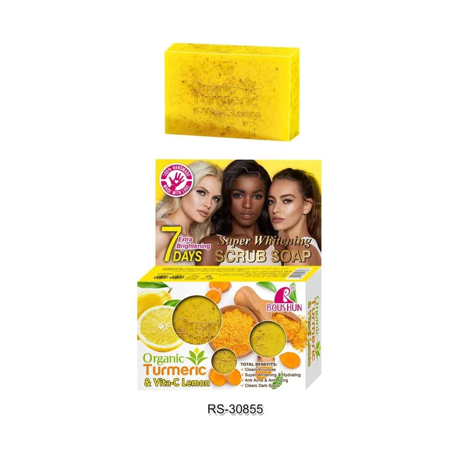 ROUSHUN Turmeric Scrub Soap model RS-30855 product image for OEM/ODM private label soap manufacturing