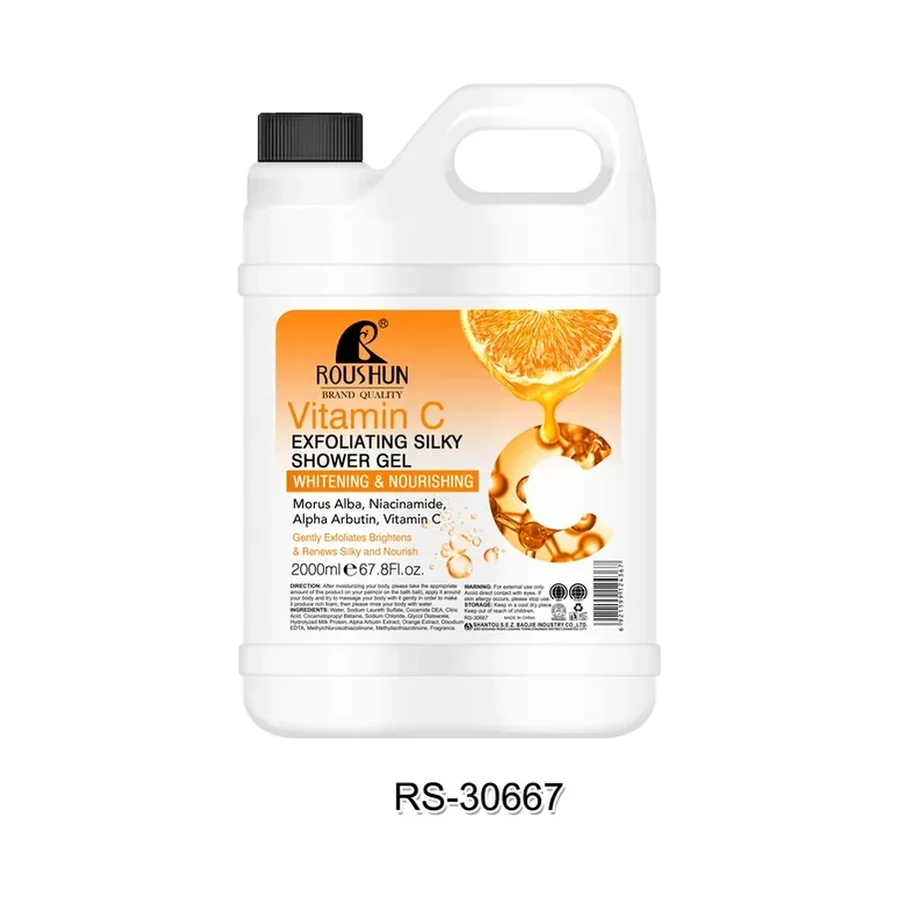 Vitamin C Brightening Moisturizing Exfoliating Shower Gel 2000ml white background product image for OEM/ODM private label shower gel manufacturing