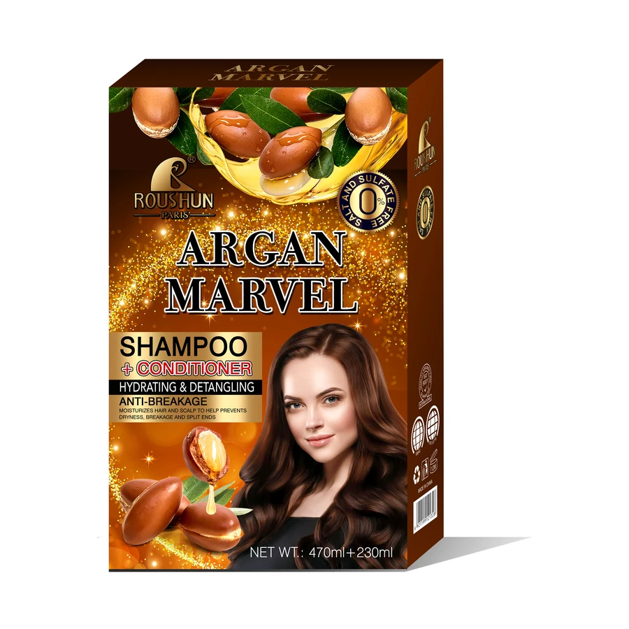 Argan Oil Shampoo and Conditioner Set 470 ml + 230 ml model RS-29321S product packaging for private label OEM/ODM
