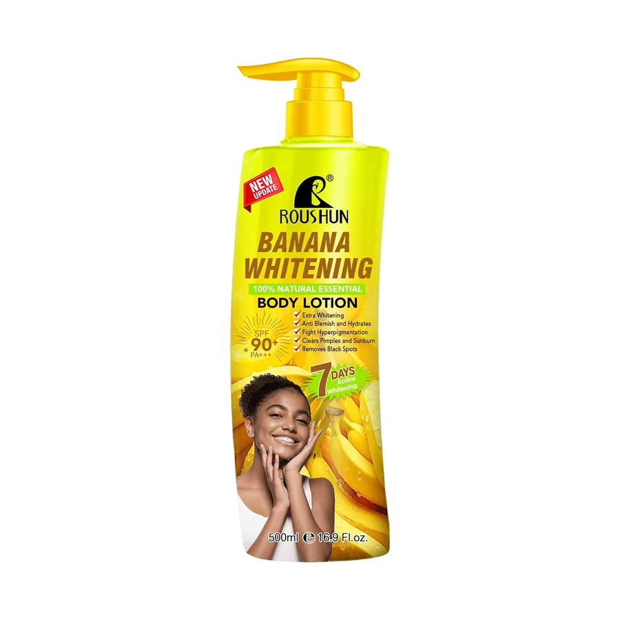 Banana Brightening Body Lotion 500 ml model RS-30788 product packaging for private label OEM/ODM