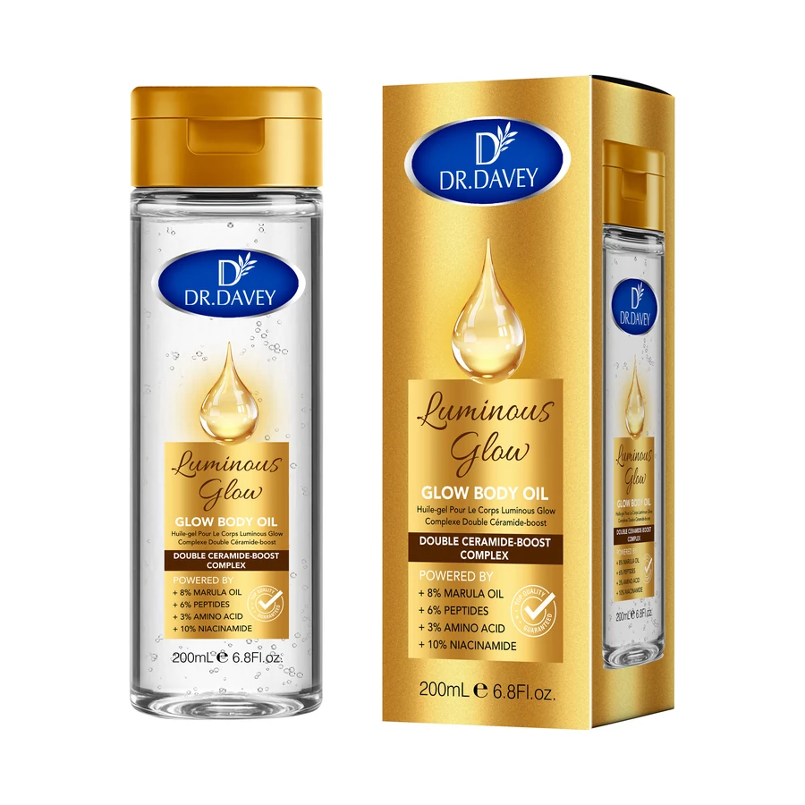 DR.DAVEY Body Oil 200 ml x 24 model DV-7049 product packaging for private label OEM/ODM