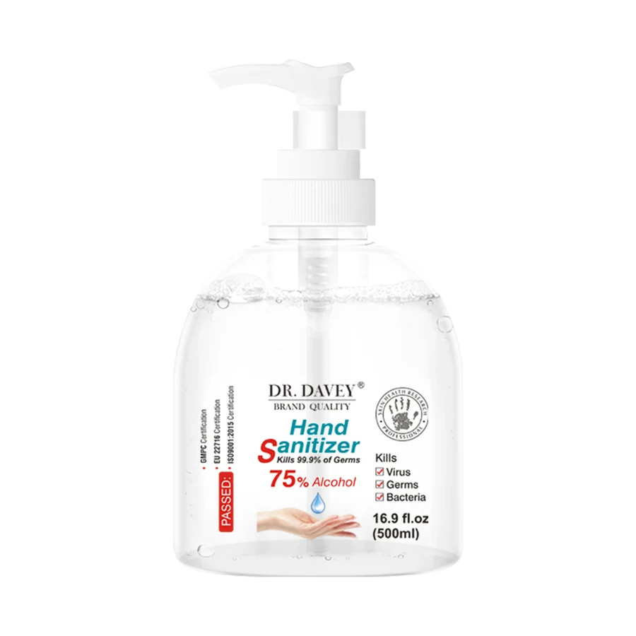 DR.DAVEY Hand Sanitizer 500 ml model DV-6192-11-1 product packaging for private label OEM/ODM