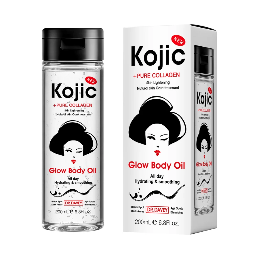 DR.DAVEY Kojic Acid Body Oil 200 ml x 24 model DV-7048 product packaging for private label OEM/ODM