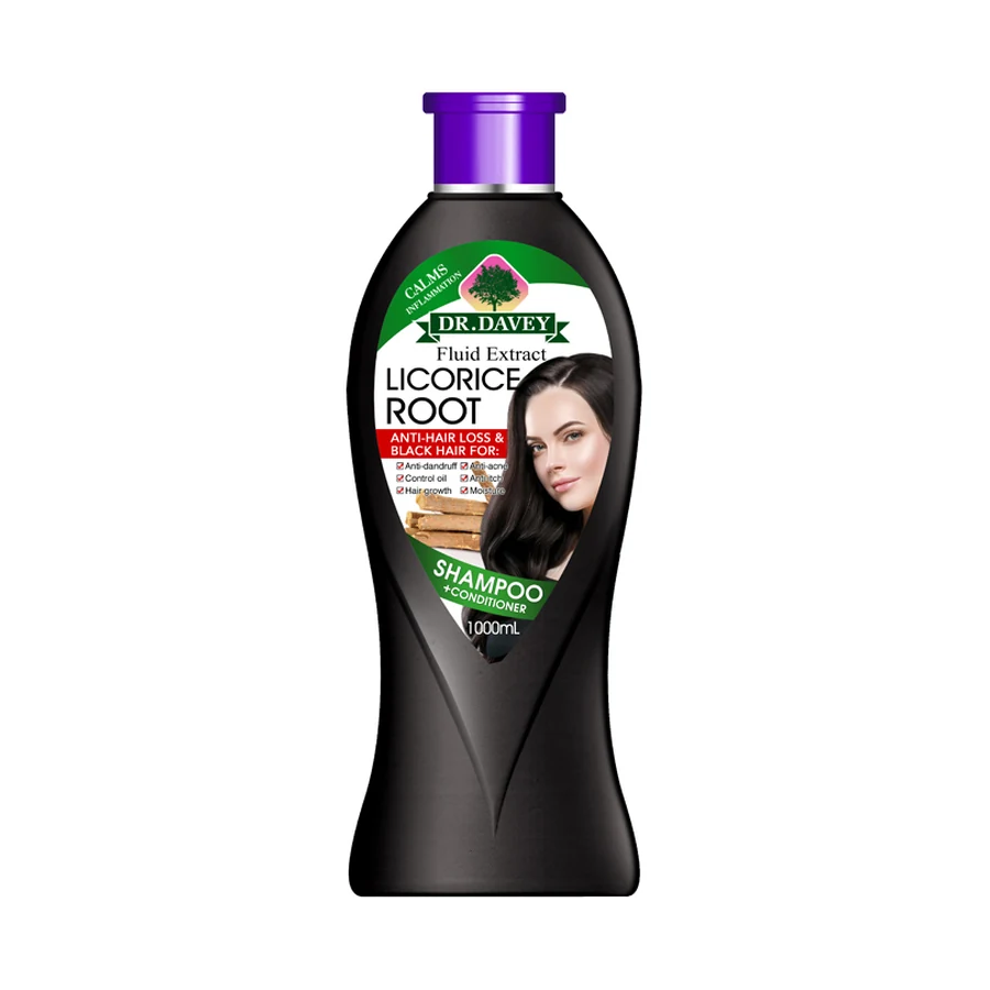 DR.DAVEY Licorice Root Purple Cap 2-in-1 Shampoo and Conditioner 1000 ml model DV-6541-A product packaging for private label OEM/ODM