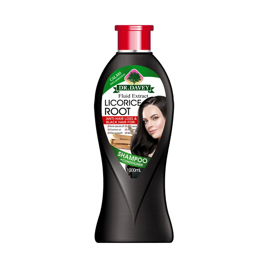 DR.DAVEY Licorice Root Red Cap 2-in-1 Shampoo and Conditioner 1000 ml model DV-6541-B product packaging for private label OEM/ODM