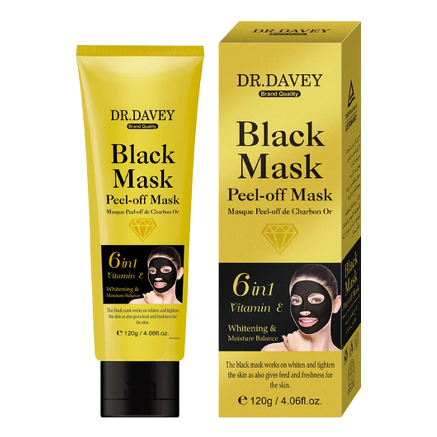 DR.DAVEY Black Peel-Off Face Mask 120 g model DV-6009 product packaging for private label OEM/ODM