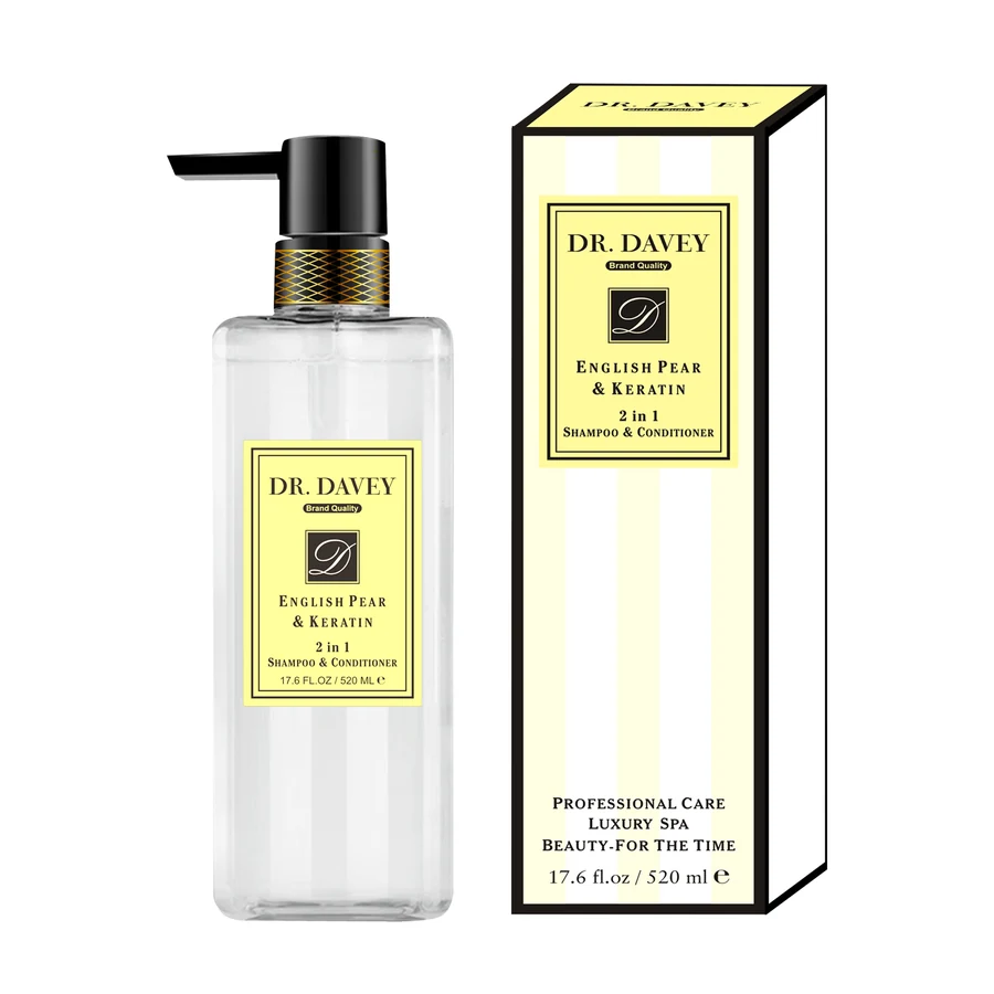 DR.DAVEY 2-in-1 Shampoo and Conditioner 520 ml model DV-6022 product packaging for private label OEM/ODM
