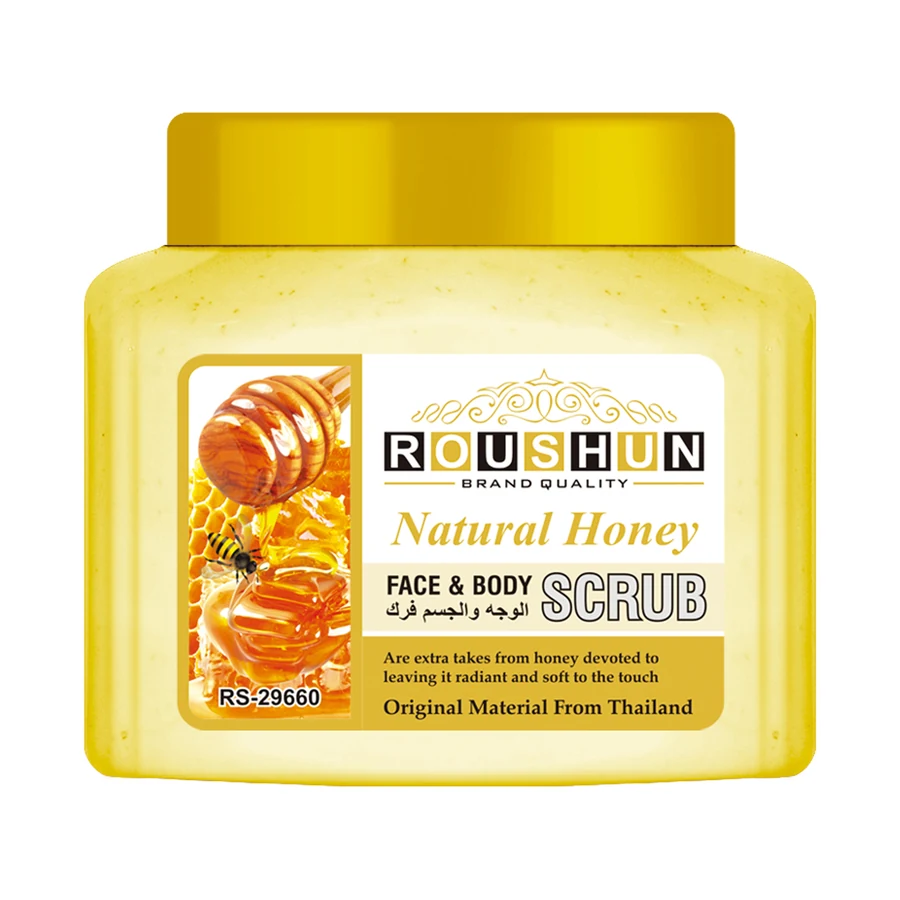 Honey Body Scrub 250 ml model RS-29660 product packaging for private label OEM/ODM