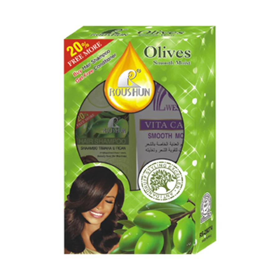 Olive Oil Shampoo and Conditioner Set 400 ml + 300 ml model RS-29274 product packaging for private label OEM/ODM