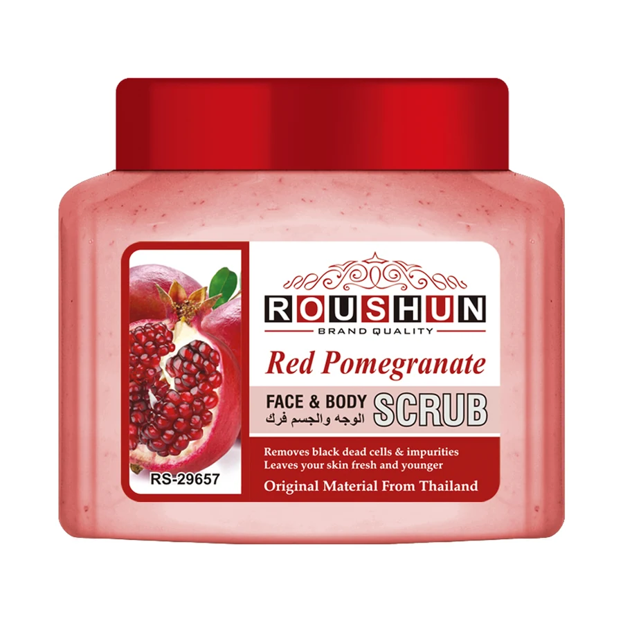Pomegranate Red Body Scrub 250 ml model RS-29657 product packaging for private label OEM/ODM
