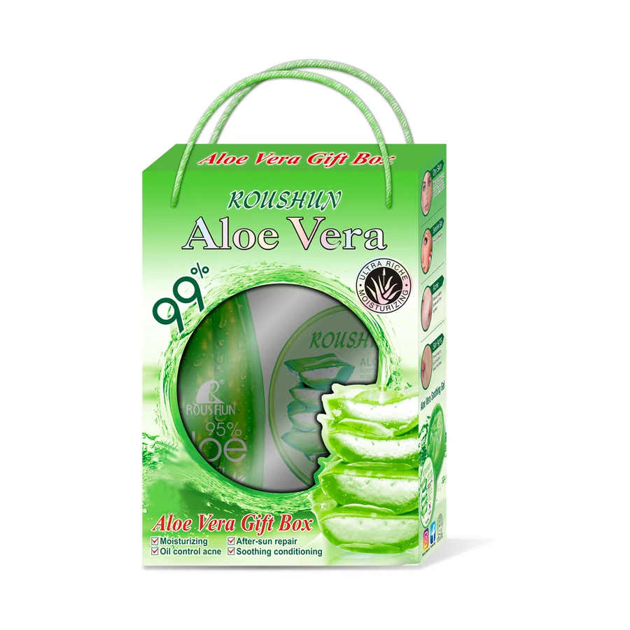 ROUSHUN Aloe Vera Skincare Set 300 ml + 150 ml model RS-29905 product packaging for private label OEM/ODM