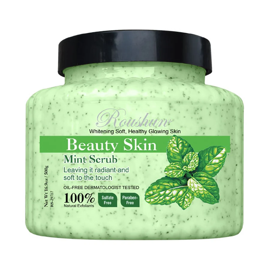 ROUSHUN Mint Body Scrub 500 ml model RS-29717 product packaging for private label OEM/ODM