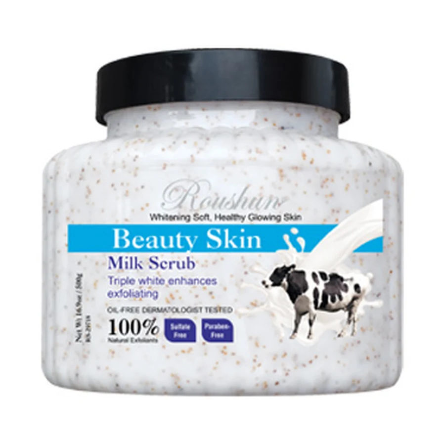ROUSHUN Milk Body Scrub 500 ml model RS-29718 product packaging for private label OEM/ODM