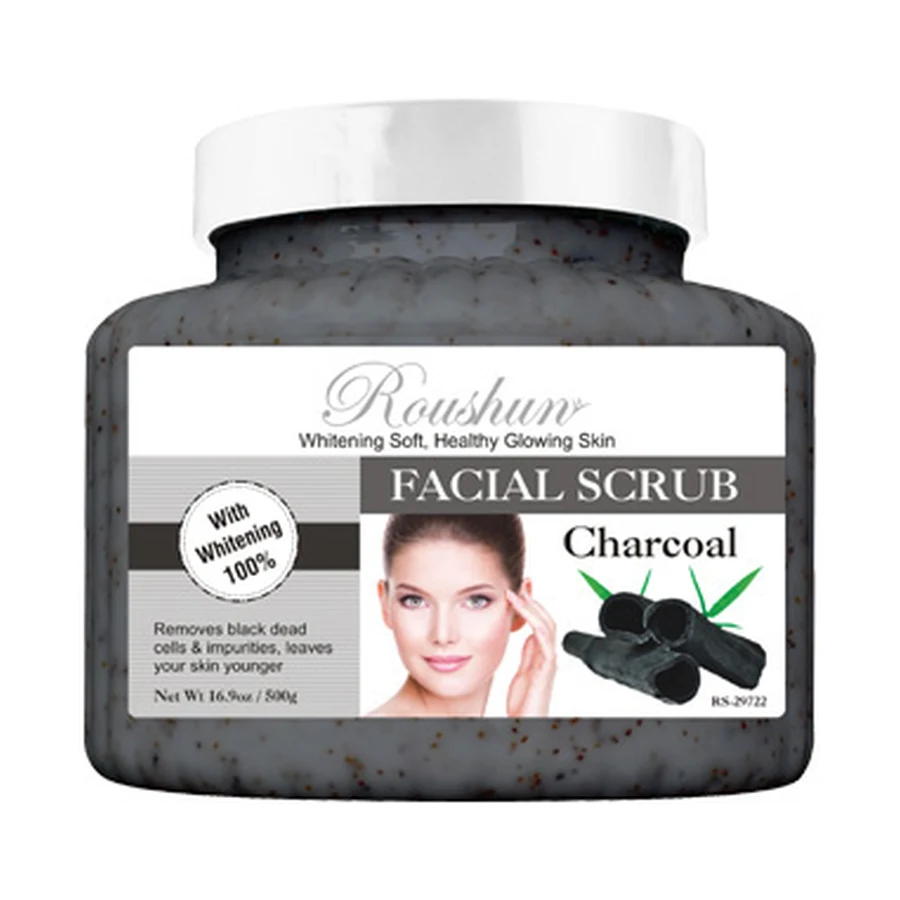 ROUSHUN Charcoal Body Scrub 500 ml model RS-29722 product packaging for private label OEM/ODM