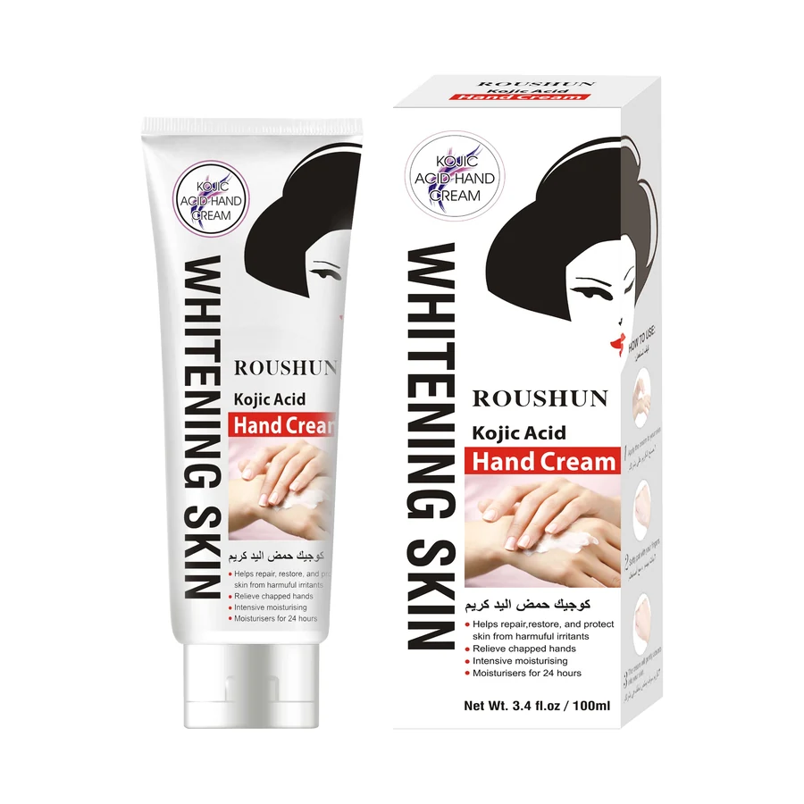 ROUSHUN Kojic Acid Hand Cream 100 g x 12 model RS-29987 product packaging for private label OEM/ODM