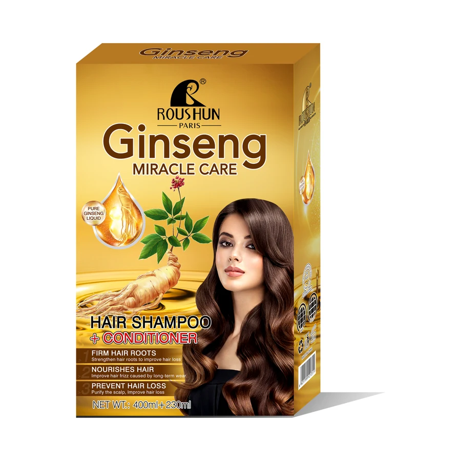 ROUSHUN Ginseng Shampoo and Conditioner Set 400 ml + 230 ml model RS-29701S product packaging for private label OEM/ODM