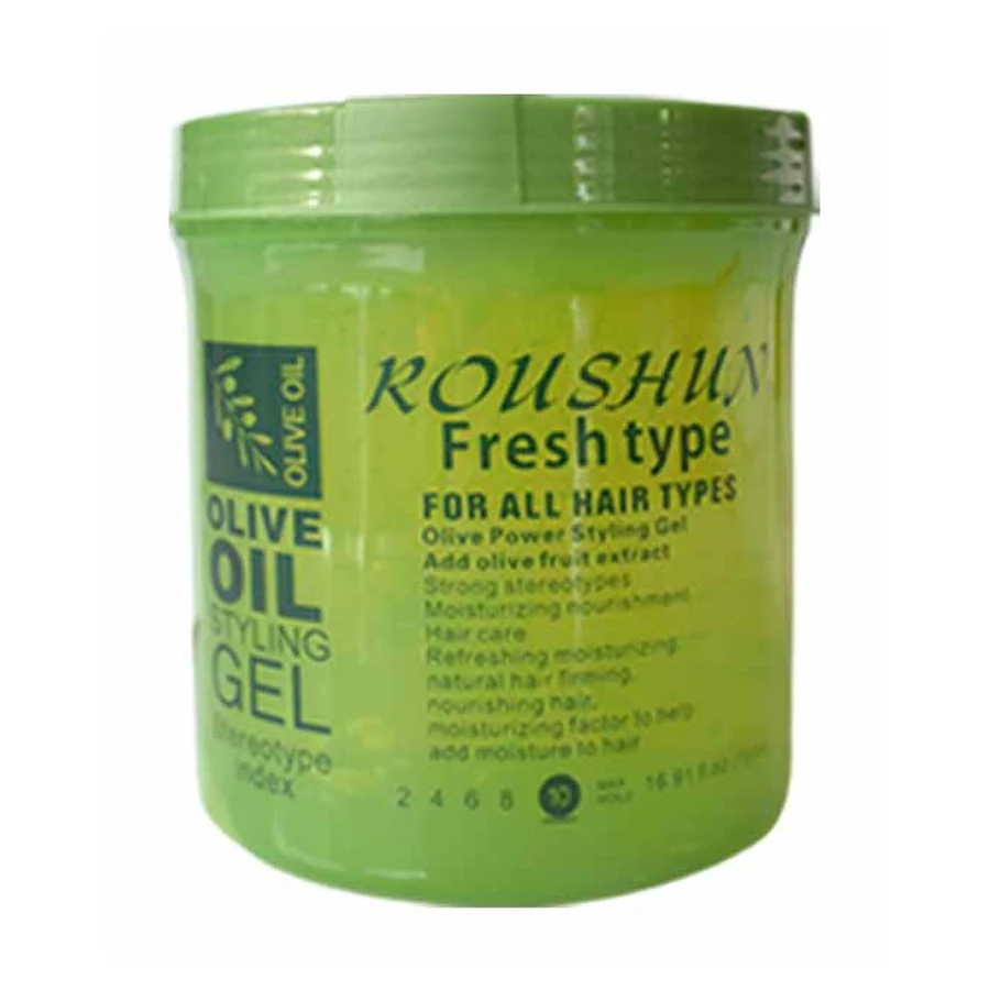 ROUSHUN Olive Oil Hair Styling Gel 500 ml model RS-29979 product packaging for private label OEM/ODM