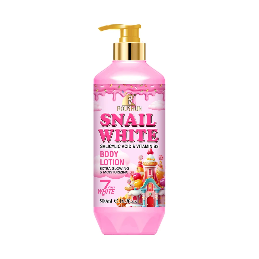 ROUSHUN Snail White Brightening Body Lotion 500 ml x 12 model RS-31069 product packaging for private label OEM/ODM