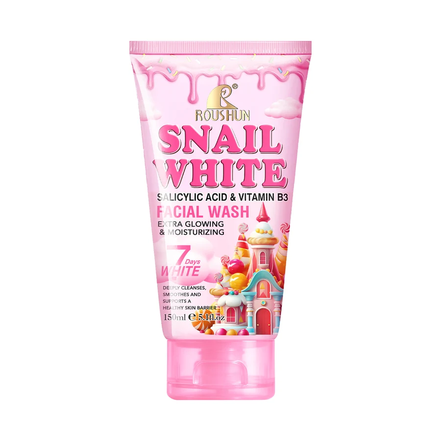 ROUSHUN Snail White Facial Cleanser 150 ml x 12 model RS-31073 product packaging for private label OEM/ODM