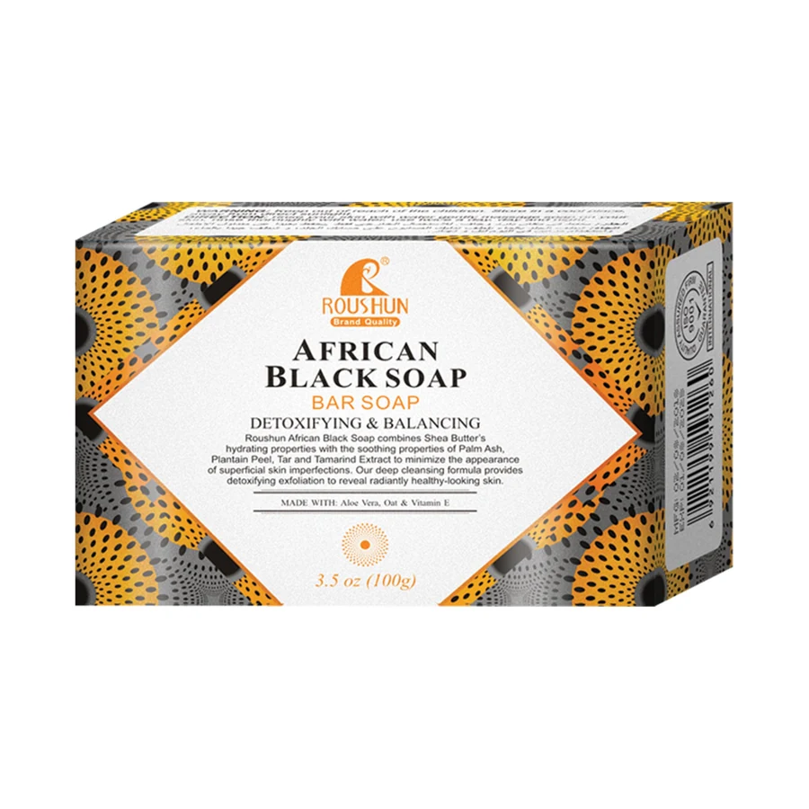 ROUSHUN Black Bar Soap 100 g model RS-29994 product packaging for private label OEM/ODM